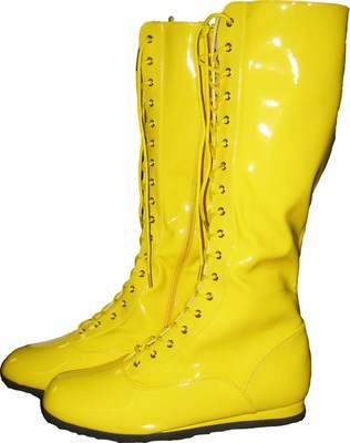 yellow wrestling boots